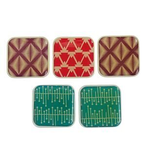 Retro Magnet Set of 5 Geometric Mod 60s 70s Square Plastic‎ Refrigerator Bundle